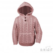 HD16-DP: Dusty Pink Cable Knit Hoodie (6-24 Months)